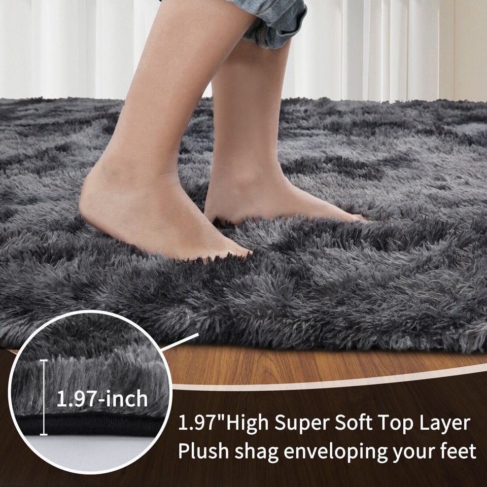 Fluffy Rugs Large Shaggy Rug Living Room Bedroom Anti-Slip Soft Carpet ...