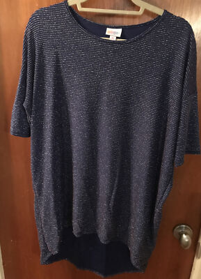 Lula Roe Top Lightly Worn Size M Purple With Strip Metalic Thread Lined