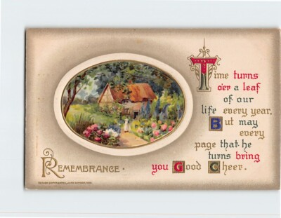 #ad #ad Postcard Embossed Rural House Print with Remembrance Greetings $4.95