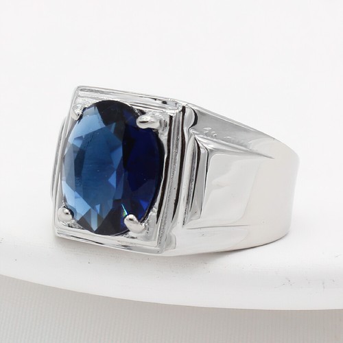 Men Women Round Multicolor Stone Ring Silver Stainless Steel Pinky Party Gift - Picture 28 of 31