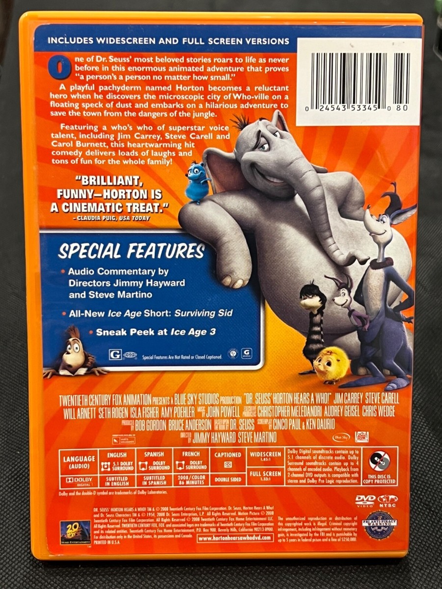 Dr. Seuss: Horton Hears a Who (DVD, 2008, Widescreen & Full