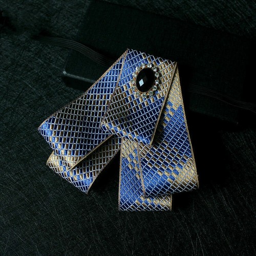 Men's Retro Wedding Tie Rhinestone Clip on Neck Ribbon Bowtie Business Neckwear - Picture 4 of 20