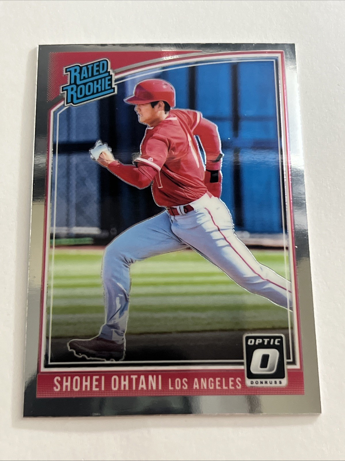 2018 SHOHEI OHTANI DONRUSS OPTIC RATED ROOKIE CARD #56 RUNNING ANGELS RC MINT!
