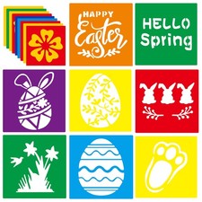 24 PCS Easter Stencils Large Spring Drawing Chalk Template 8 Inch Washable