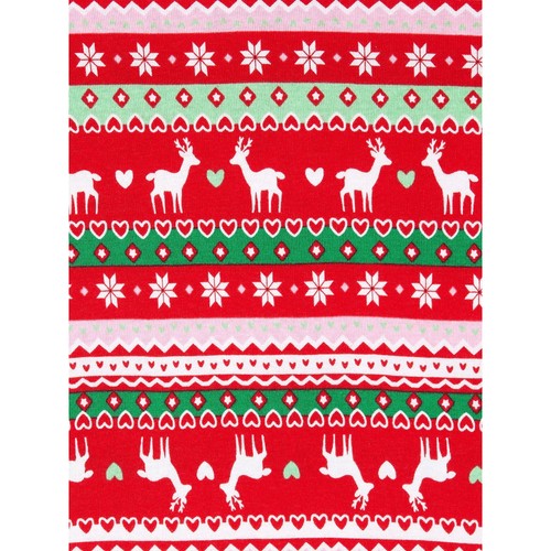 Holiday Time Girls Christmas Cotton Tight Fit Long Sleeve Pajamas 2 Piece Red - Picture 5 of 7