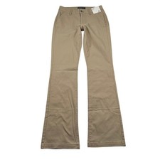 Aeropostale Pants Women 2 L Tall Classic Stretch Khaki Tan Flare Basic Solid Low