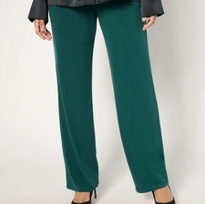 Susan Graver Size 4X Dark Hunter Regular Liquid Knit Wide-Leg Pull-On Pants