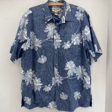 Cooke Street Honolulu Mens XL Blue Floral Short Sleeve Button Up Shirt Cotton
