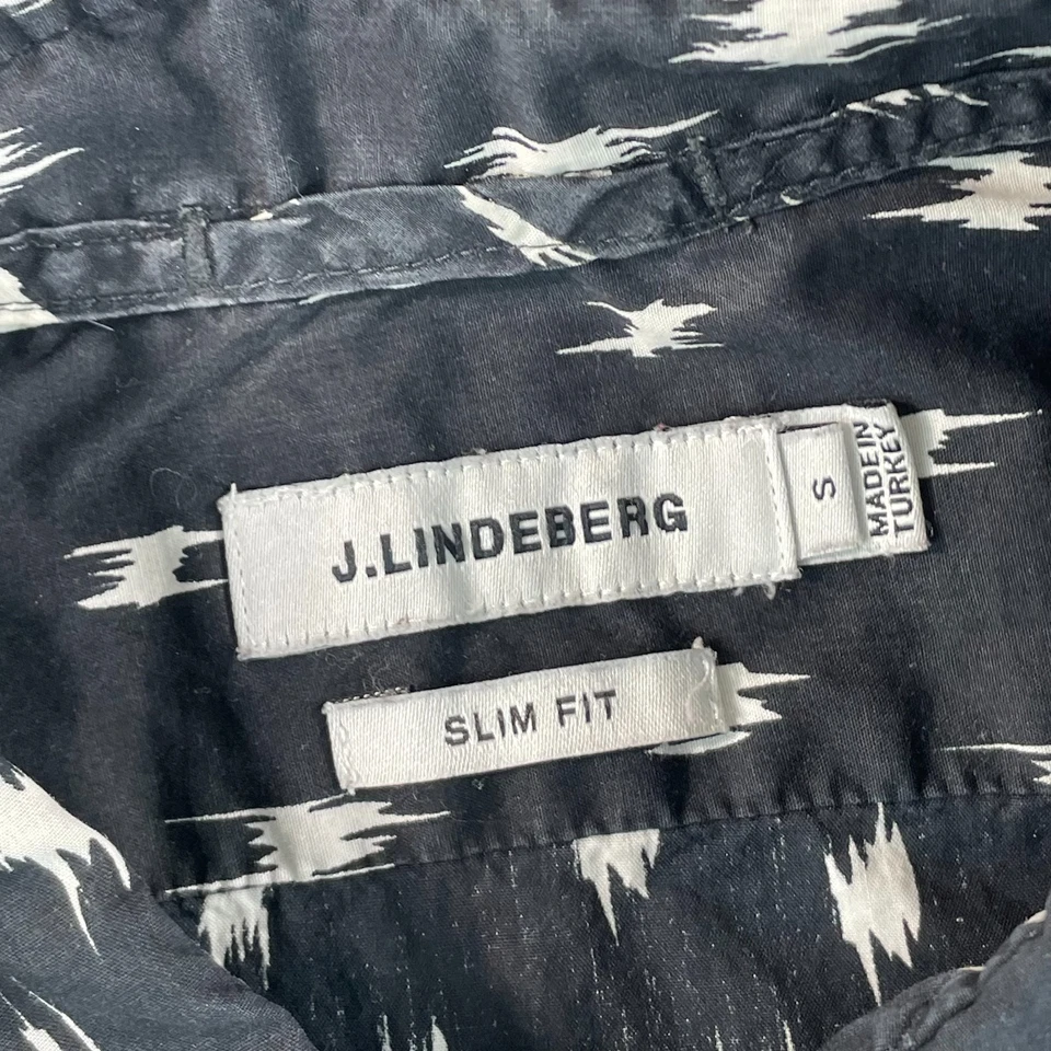 J.Lindeberg Slim Fit Dani Shirt Men Small Black Lux Abstract Print Short Sleeve - Image 2 of 4
