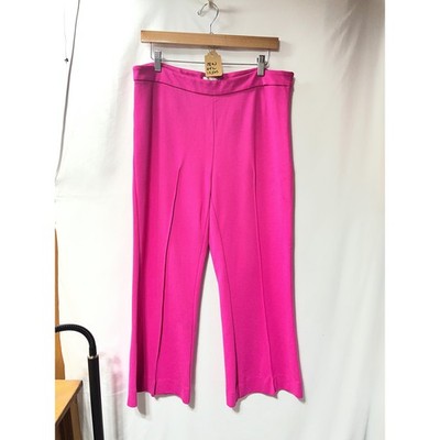 ON 34th Womens Hot Pink Wide Leg Pintuck Trousers Size L Cropped Culottes