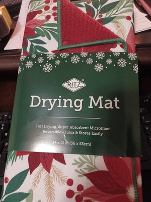 RITZ DECORATIVE DRYING MAT 14X21'' REVERSIBLE MICROFIBER SUPER ABSORBENT NEW