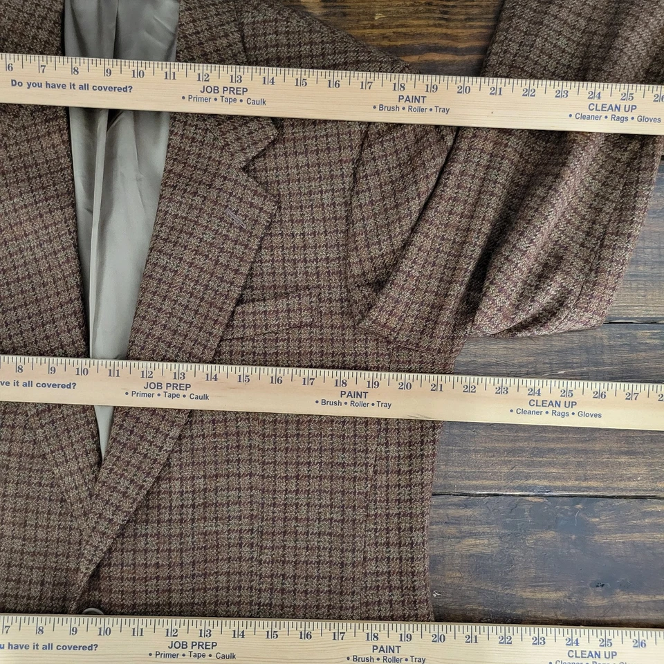 Blazer Daniel Hechter Masculino Casaco Esportivo de Tweed Dois Botões Houndstooth Brn Lã 40 - Imagem 3 de 4