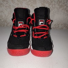 Fila Grant Hill 1 Black/Red Suede High Cut Sneakers Kids Size 12