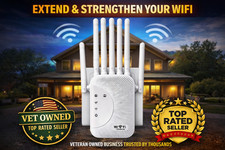 1200Mbps WiFi Extender Dual Band 2.4G/5G Booster w/ Ethernet Ports