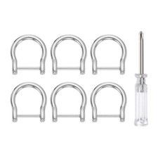 6pcs D-Rings Screw in Shackle 3/4" D Ring with Screwdriver Silver