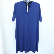 Chico's Popover Shift Dress Size 2 Large Blue Short-Sleeve Knee Length NWT $119
