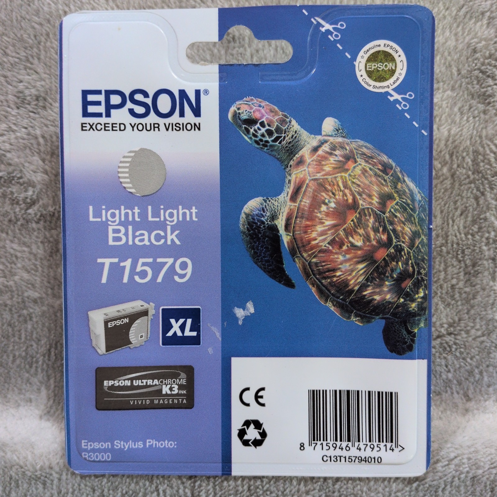 Genuine Epson Light Light Black T1579 XL Ink Cartridge Sealed R3000 Stylus Photo