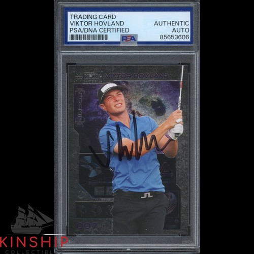 Viktor Hovland signed 2023 Skybox Metal Rookie Card PSA DNA Slab Golf Auto C5525