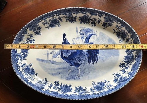 Jay Import Willam James Farm Yard Oval Serving Platter Rooster Flowers 16" - Picture 3 of 8