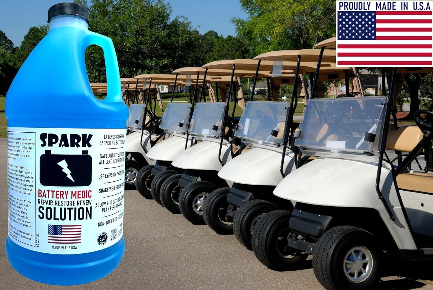 Golf Cart Battery Restore Liquid Solution - Restore - Repair - 6, 8, 12 Volt