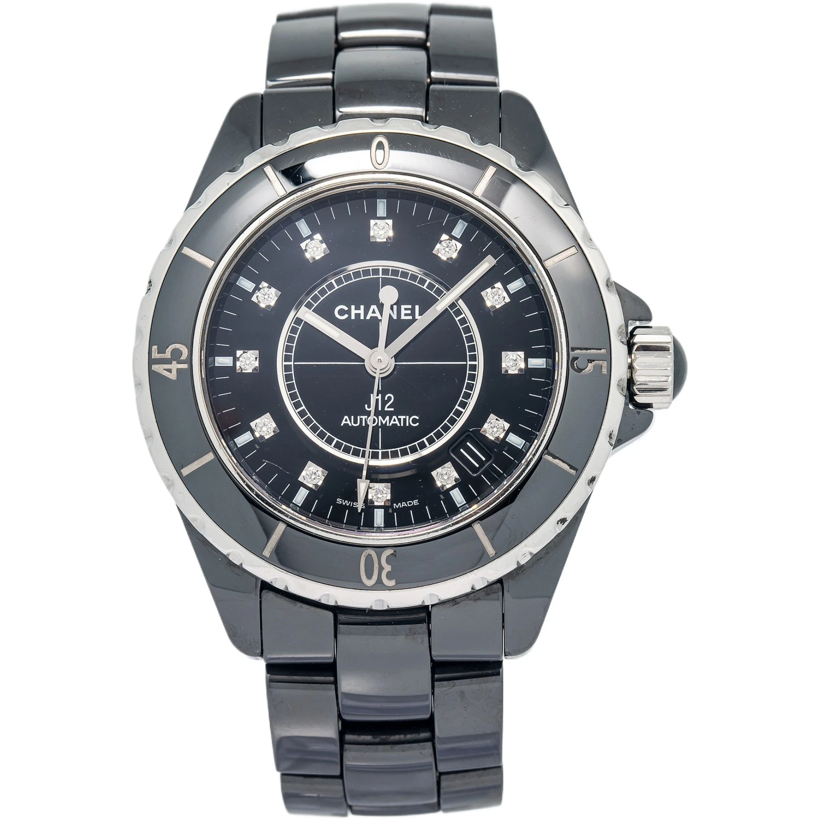 Orologio Chanel J12 H1626 Ceramica Nera Quadrante Diamante Nero Automatico Unisex 38mm