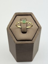 Emerald 9ct Gold Ring Vintage And Hallmarked , Natural Emerald Gemstone Size S