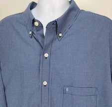 IZOD Premium Essentials Mens 3XLT Blue Checked Button Down Long Sleeve Shirt