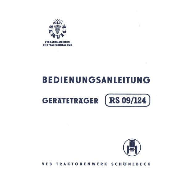 Veb Traktorenwerke GeräTeträGer Rs 09/124 Dieselmotor Bedienungsanleitung-image
