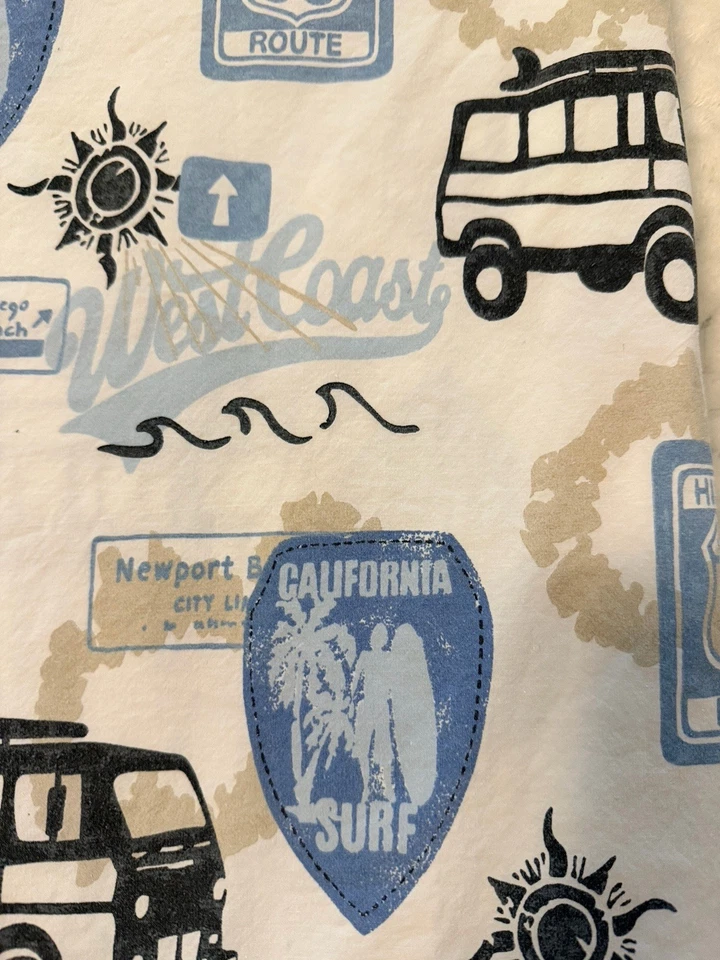 Sábanas planas y ajustadas Pottery Barn Kids Beach Surf tamaño completo RARAS Foto 3 de 4