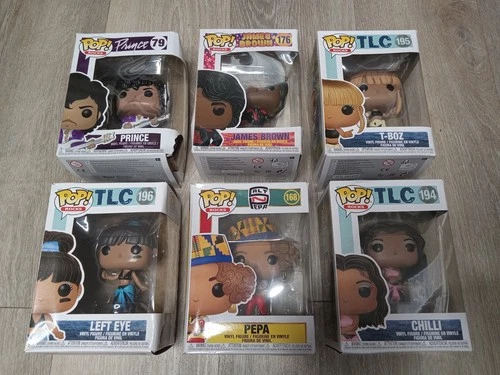 Funko Pop Rocks:  Lot of 6 Pepa,Left Eye,prince,James Brown,T-Boz and Chill