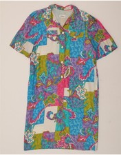 VINTAGE Womens Short Sleeve Shirt Dress EU 42 Large Multicoloured Floral X203