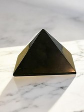 Genuine Shungite Pyramid Energy Healing Crystal | Large 3x2 in Protection Stone