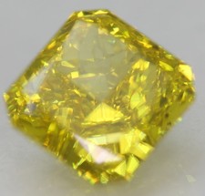 Cert 1.18 Carat Canary Yellow VVS2 Radiant Natural Enhanced Diamond 6.03x5.76mm