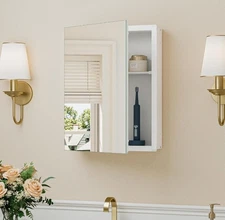 Small-Sized White Medicine Cabinet 14.5 x 18.5 Inch, One Shelf Only, Assembly...