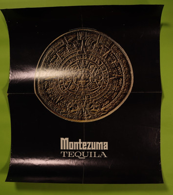 Vintage 1974 Montezuma Tequila Aztec Calender Poster 17''x 22''