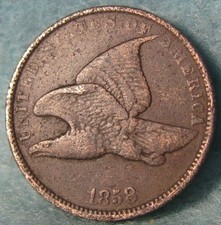 1858 SL Flying Eagle Penny Small Cent Better Grade Details Old US Coin #221