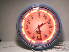 Disney Mickey Mouse & Friends Neon Clock (Electric/Battery) Works Great