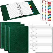 3 Set Mini 6 Ring Binder 3 x 5 inch 300 Lined Paper Refill 78 Alphabet Divide...