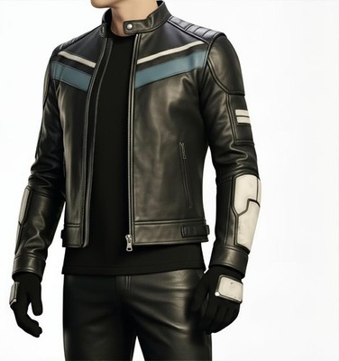 Men s Black Genuine Leather Biker Jacket Café Racer Style Motorcycle Jacket