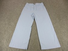 Maeve Pants Womens 32 Blue Colette Wide Leg Cropped Linen Blend Anthropologie