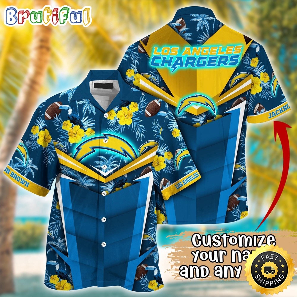 Customized Los Angeles Chargers Summer Football Aloha Hawaiian Shirt