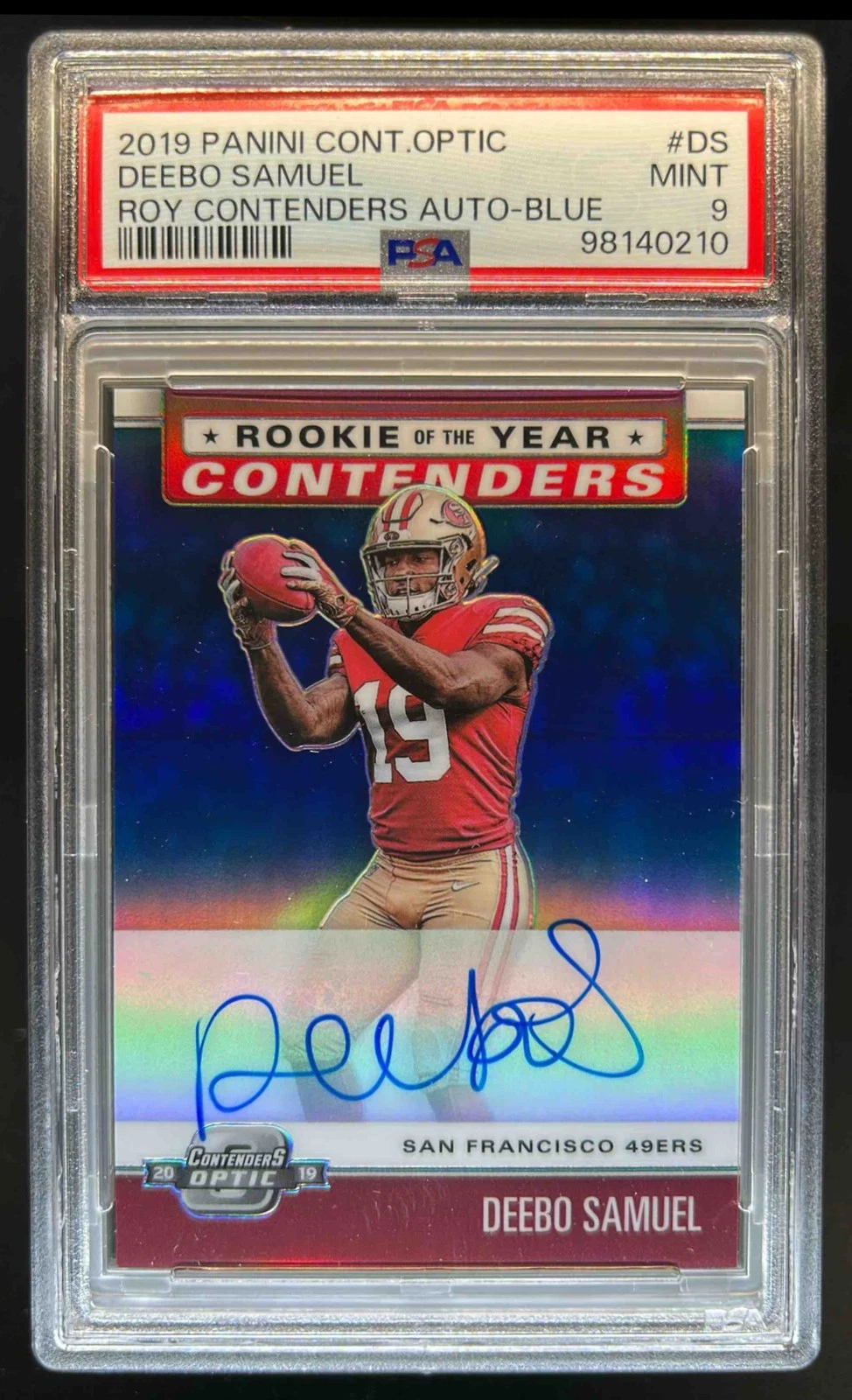 Deebo Samuel Panini Contenders Optic Rookie of the Year Contenders Autographs #DS Blue