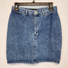 Vintage Ralph Lauren Womens A-line Mini Skirt Size 10 26" Medium Wash Cotton 70s