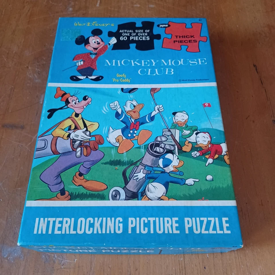 Walt Disney Jaymar 63 Piece Jigsaw Puzzle Mickey Mouse Club Goofy Pro Caddy 1960 - Image 3 of 4