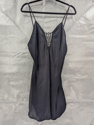 Silky Slip Dress Womens Medium Black Lace Chemise Witchy WhimsiGoth Grunge