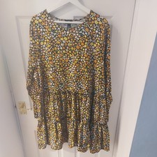 River Island floral ditsy Print Tiered cotton long Sleeve Dress Size 24 plus