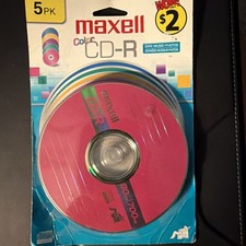 Vintage Maxell Color CD-R Blank Discs 5 Pack 80 Min 700MB 48x Sealed
