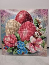 Osterkarte Eier 16x16 mit Umschlag Ostern Karte bunte Steine Handgemacht NEU