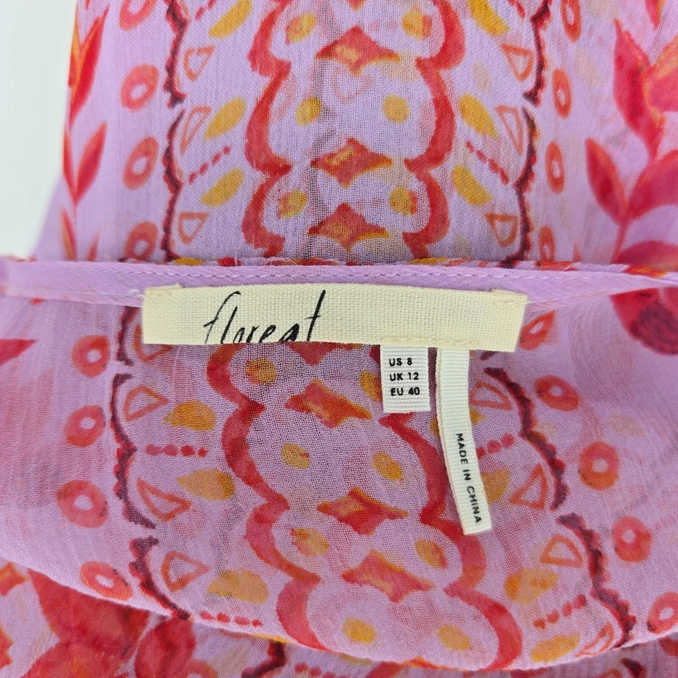 Vestido Floreat para mujer 8 lavanda seda volantes dobladillo camisola forro Anthropologie Foto 3 de 4