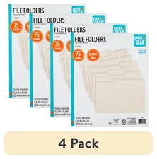 (4 pack) Pen+Gear Letter Size 1/3 Cut File Folders, 75 Count, Manila